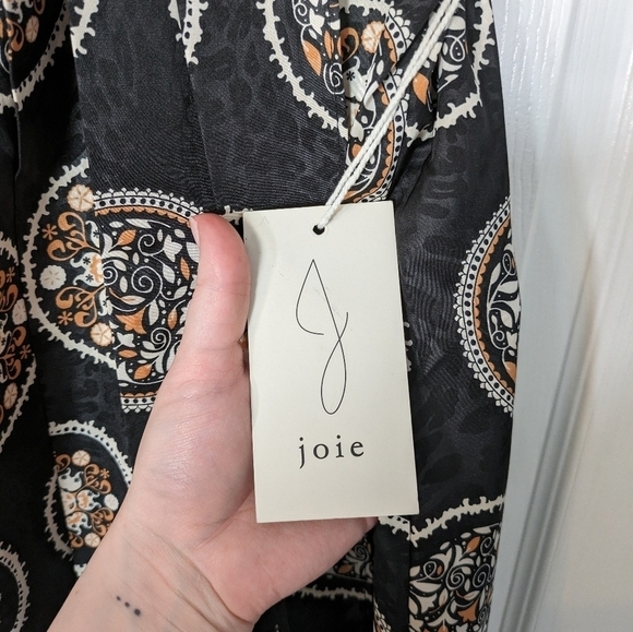 NWT Joie Tapestry Print Pleated Wrap‎ Front Midi Length Neutral Skirt Size L - Picture 6 of 7